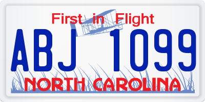 NC license plate ABJ1099
