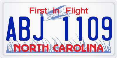 NC license plate ABJ1109