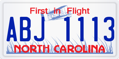 NC license plate ABJ1113