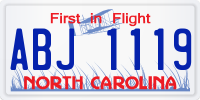 NC license plate ABJ1119