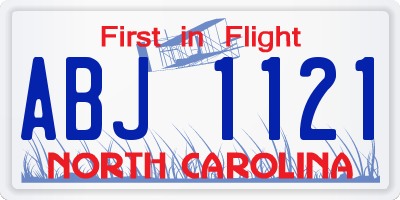 NC license plate ABJ1121