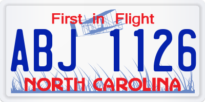 NC license plate ABJ1126