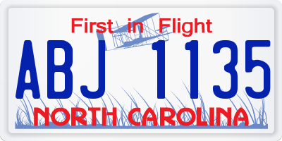 NC license plate ABJ1135