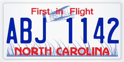 NC license plate ABJ1142