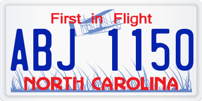NC license plate ABJ1150