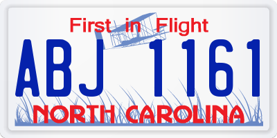 NC license plate ABJ1161
