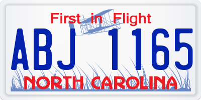 NC license plate ABJ1165
