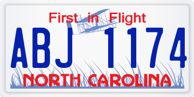 NC license plate ABJ1174