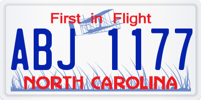 NC license plate ABJ1177
