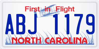NC license plate ABJ1179