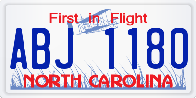 NC license plate ABJ1180