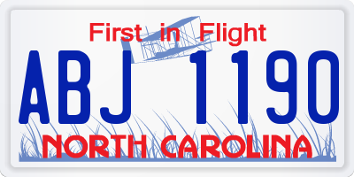NC license plate ABJ1190