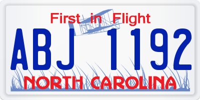 NC license plate ABJ1192