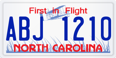 NC license plate ABJ1210