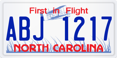 NC license plate ABJ1217