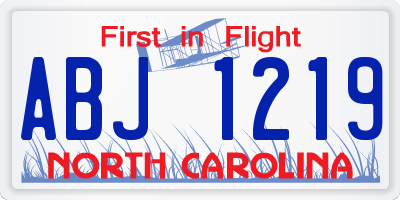 NC license plate ABJ1219