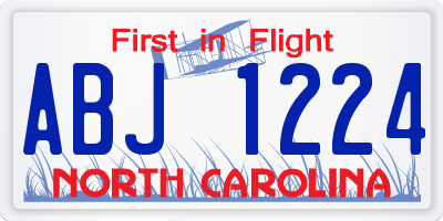 NC license plate ABJ1224