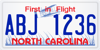 NC license plate ABJ1236