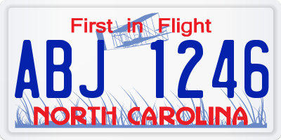 NC license plate ABJ1246