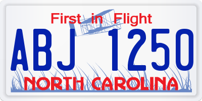 NC license plate ABJ1250