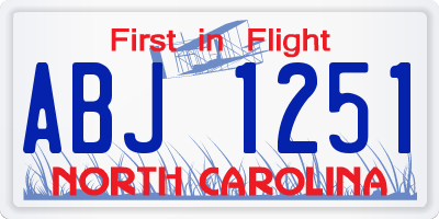 NC license plate ABJ1251
