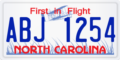 NC license plate ABJ1254