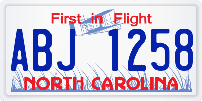 NC license plate ABJ1258