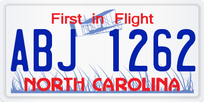 NC license plate ABJ1262