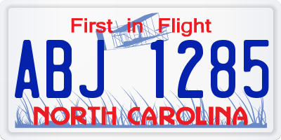 NC license plate ABJ1285
