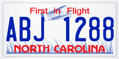 NC license plate ABJ1288