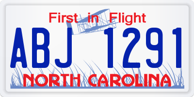 NC license plate ABJ1291