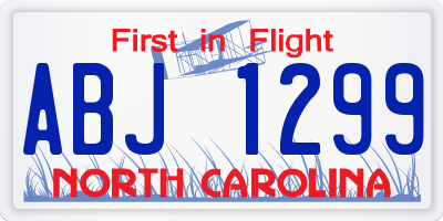 NC license plate ABJ1299