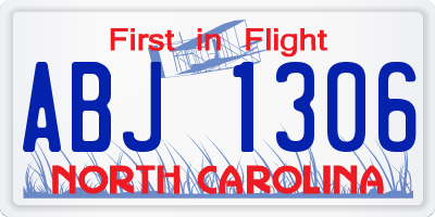 NC license plate ABJ1306