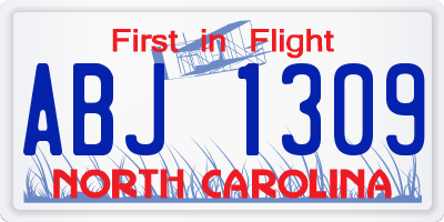NC license plate ABJ1309