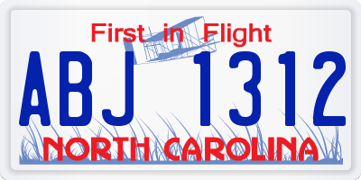NC license plate ABJ1312