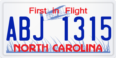 NC license plate ABJ1315