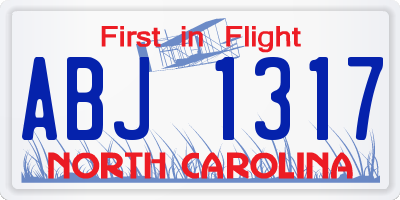 NC license plate ABJ1317