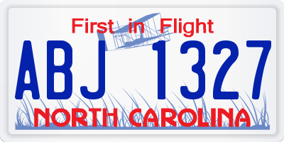 NC license plate ABJ1327