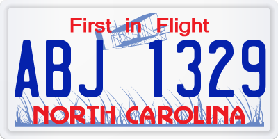 NC license plate ABJ1329