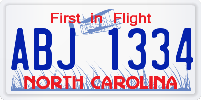 NC license plate ABJ1334