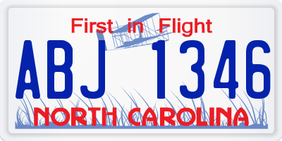 NC license plate ABJ1346