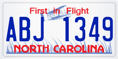 NC license plate ABJ1349