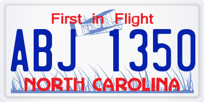 NC license plate ABJ1350