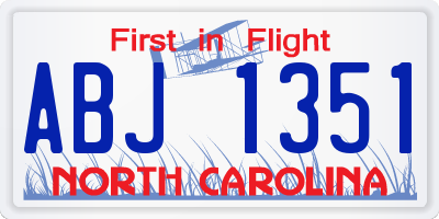 NC license plate ABJ1351
