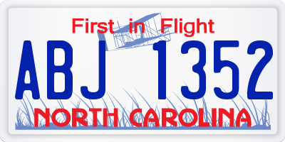NC license plate ABJ1352