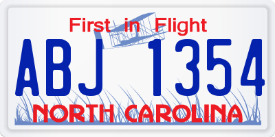 NC license plate ABJ1354