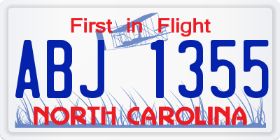NC license plate ABJ1355