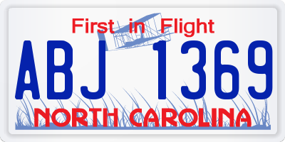 NC license plate ABJ1369