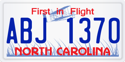 NC license plate ABJ1370