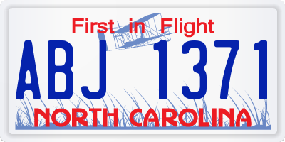 NC license plate ABJ1371